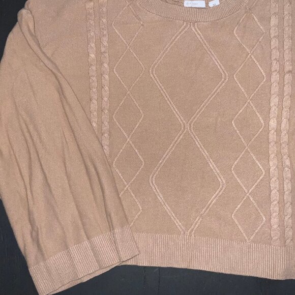 C est 1949 Stretch Brown‎ 3/4 Sleeve Medium Sweater - Picture 2 of 5